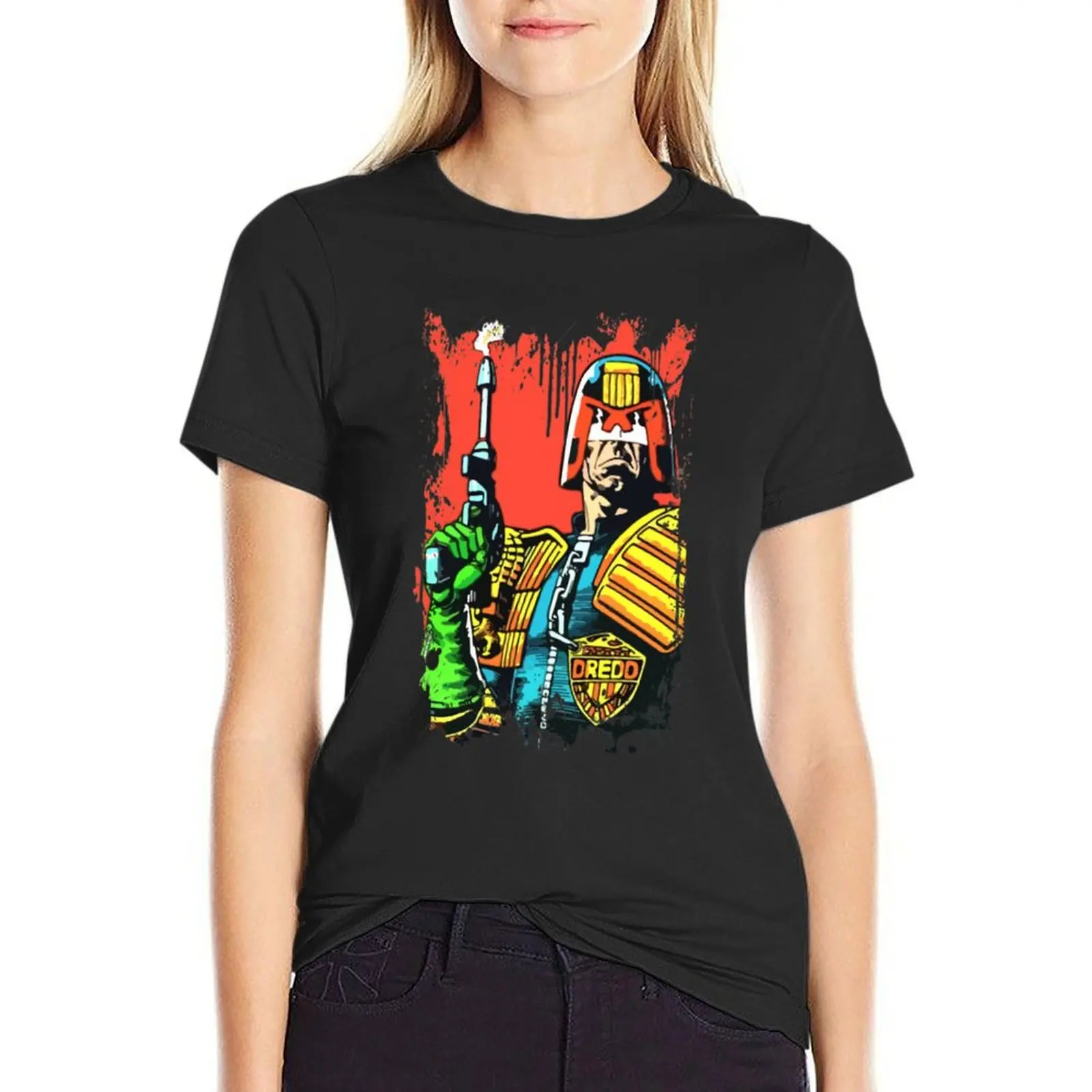 Judge dredd comic funny gift T-Shirt sweat Short sleeve tee plus sizes animal print cute t-shirts for Women