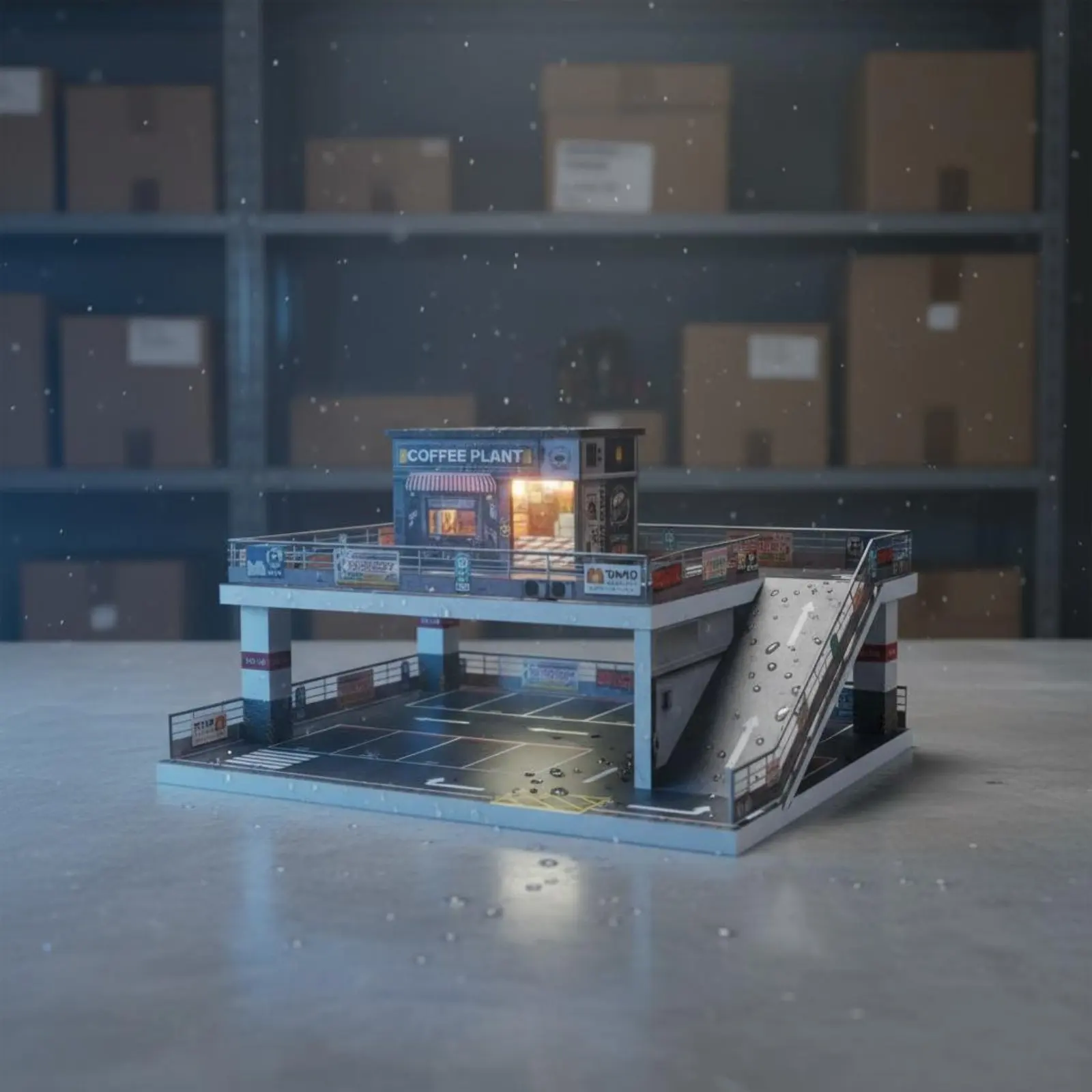 

Lighted Car Shop Scene Illuminated 1:64 Car Garage Mini Garage Display Scene Detailed Vehicle Accessory Gift Idea