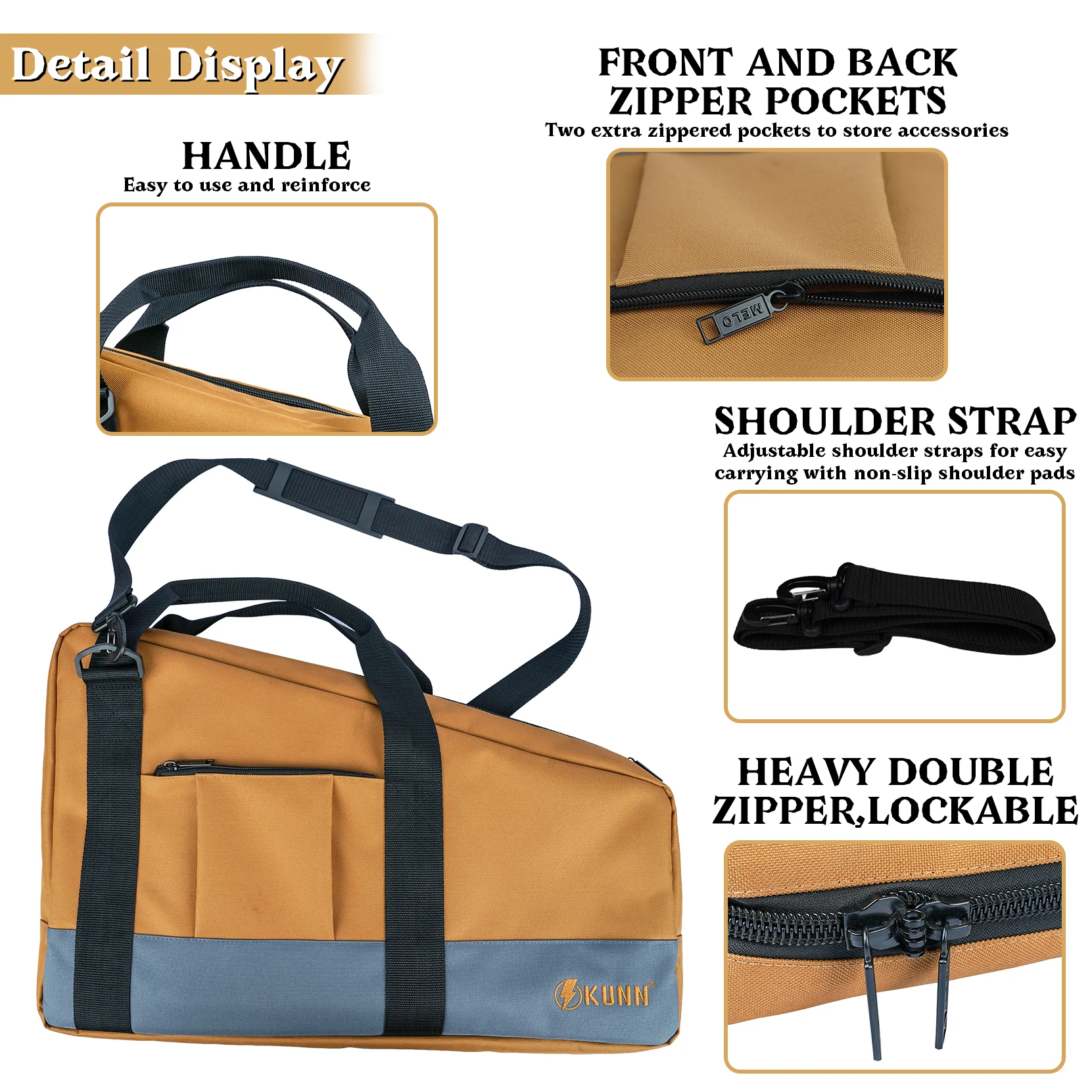 KUNN Framing Nailer Gun Bag with Adjustable Shoulder Strap,Dual Lockable Zipper,Extra pockets for Hitachi NR83A,NuMax SFR2190