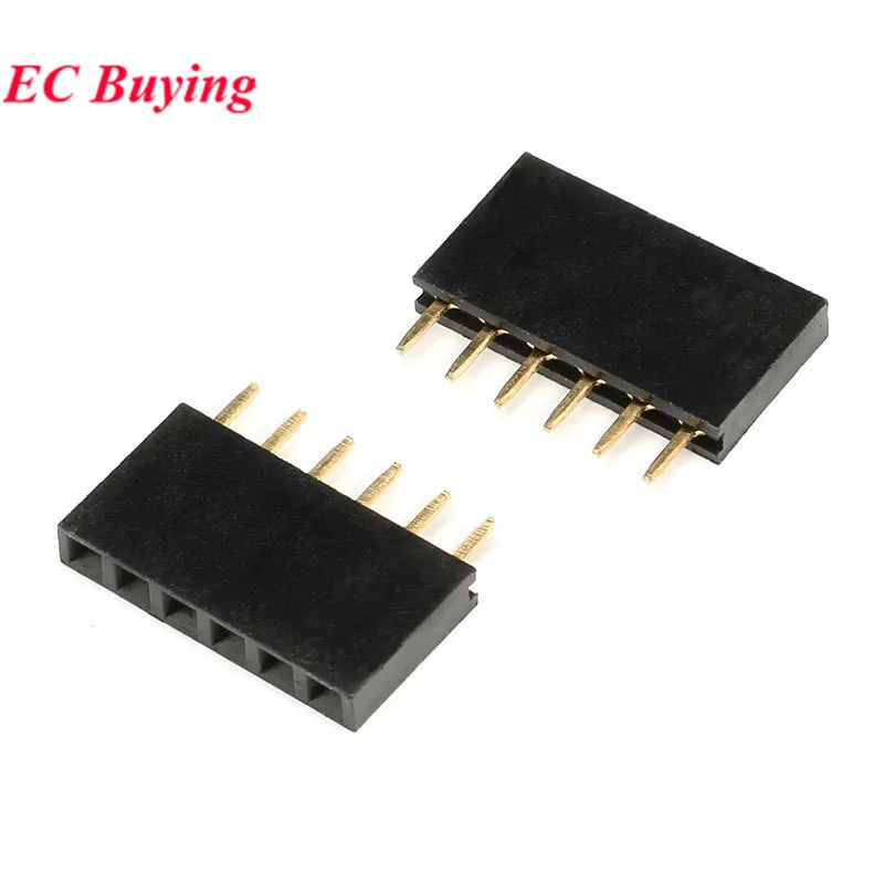 100Pcs/5Pcs 1x6P 6Pin 2.54mm Pitch 6 Pin Female Single Row Straight Header Socket Strip