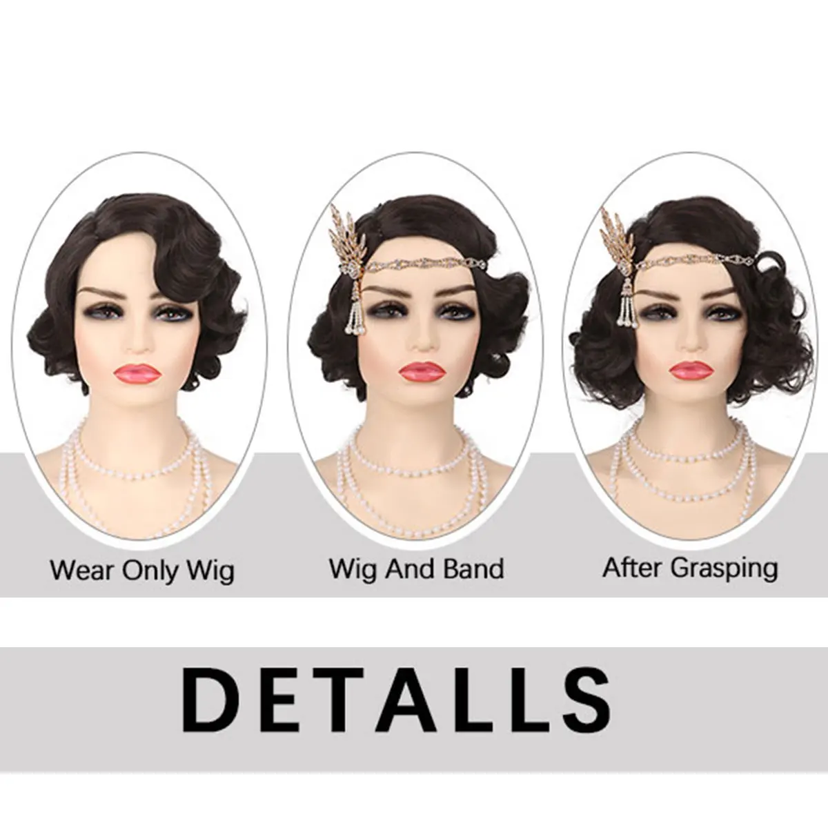 1920s Finger Wave Synthetic Womens Wig Short Curly Wig Cosplay Wig Costume Halloween Party Daily Use Great Gatsby