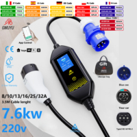 GWUYU 7kw 32A Portable Electric Car Charger Type 2 IP65 IEC62196-2 Charging Cable EV Charging Station Wallbox EVSE APP control