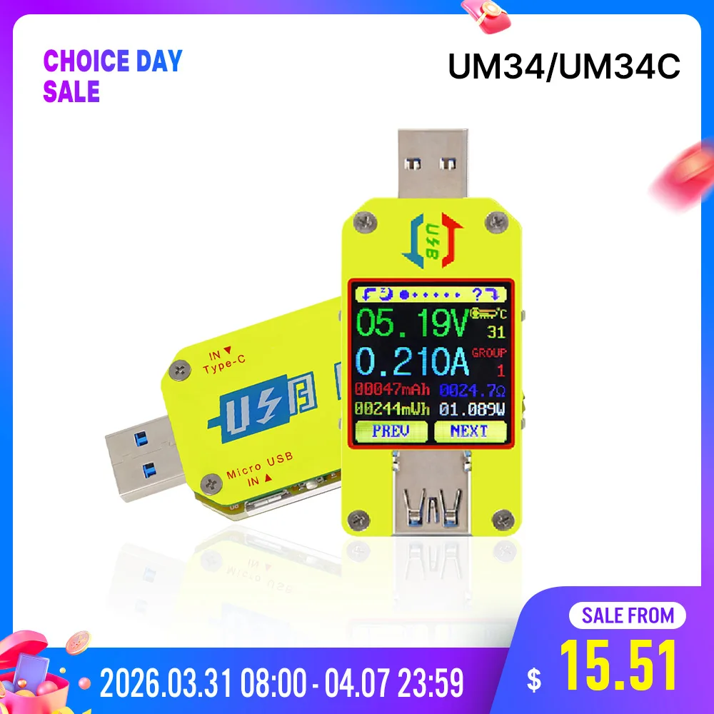 UM34 USB Voltmeter and Ammeter