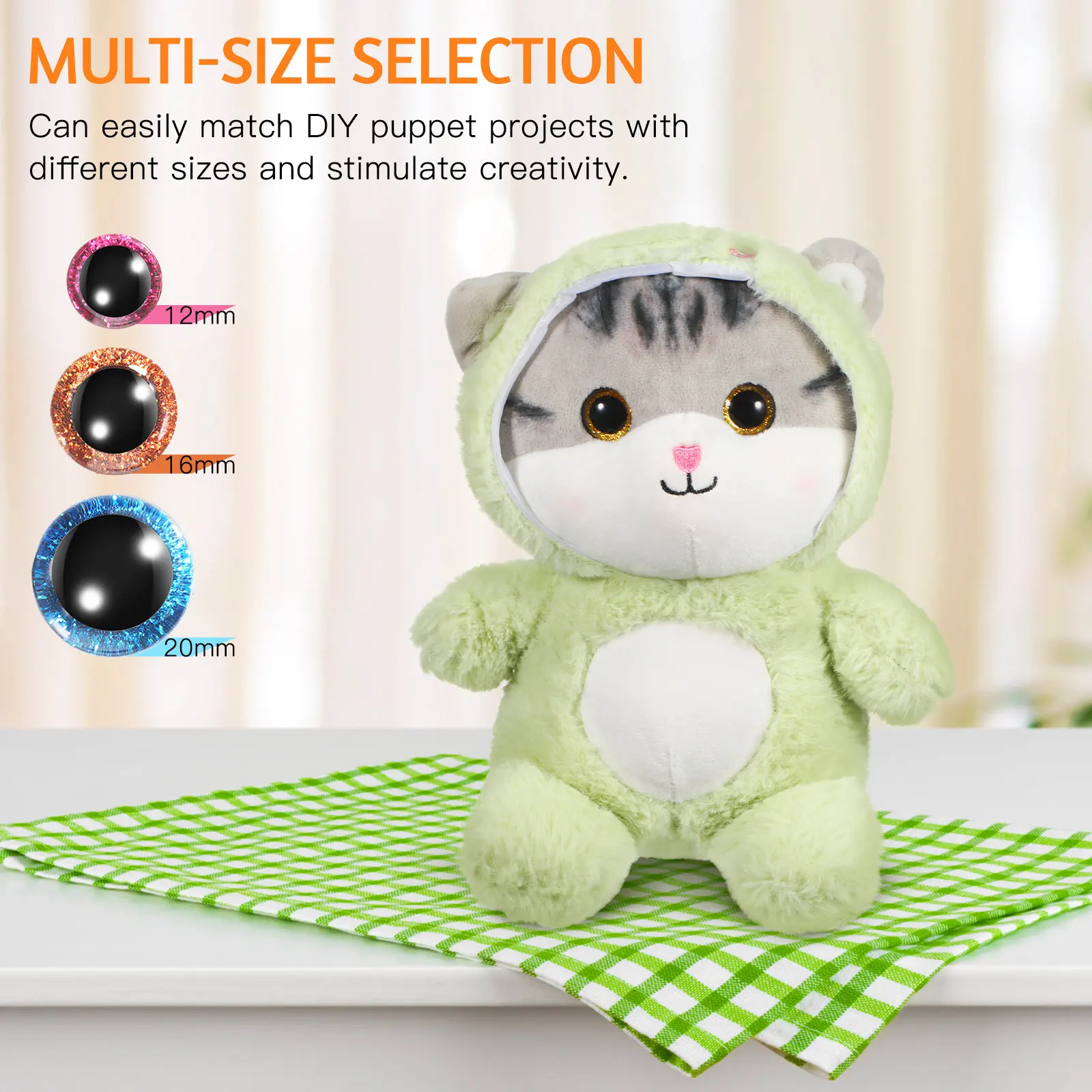 60Sets Safety Eyes Plastic Realistic Colors Multiple Sizes for Crochet Animals Crafts Wooden Puppet Making Accessories
