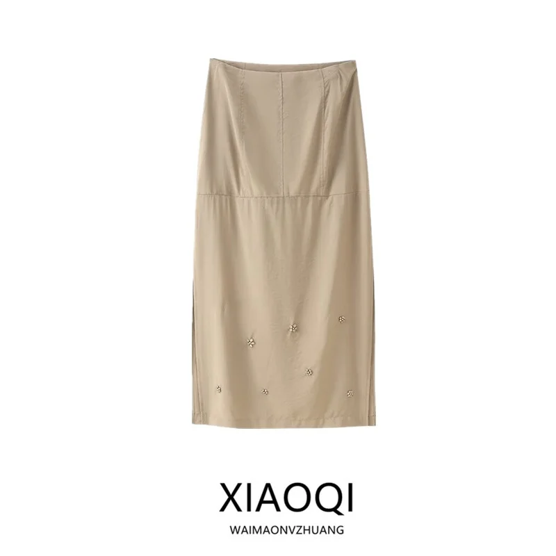 Saia de Verão 2025 Fena de Cintura Alta, Crimento Médio, Linha A, Moda, Ajustada, Solta, Tecido Premium, Estilo para o...