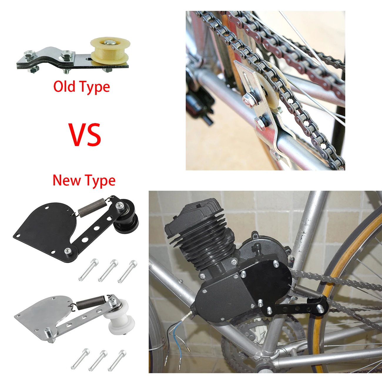 

Chain Tensioner For 49cc - 80cc Engine Motorized Motorised Bicycle New Part High Quality Black Sliver