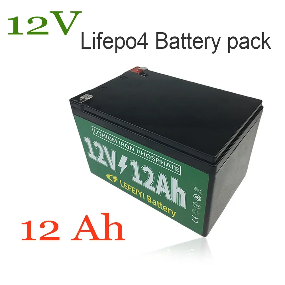 Pacco batteria ricaricabile 12V 12Ah Lifepo4, per l\'alimentazione di veicoli elettrici, lampioni solari e altre apparecchiature