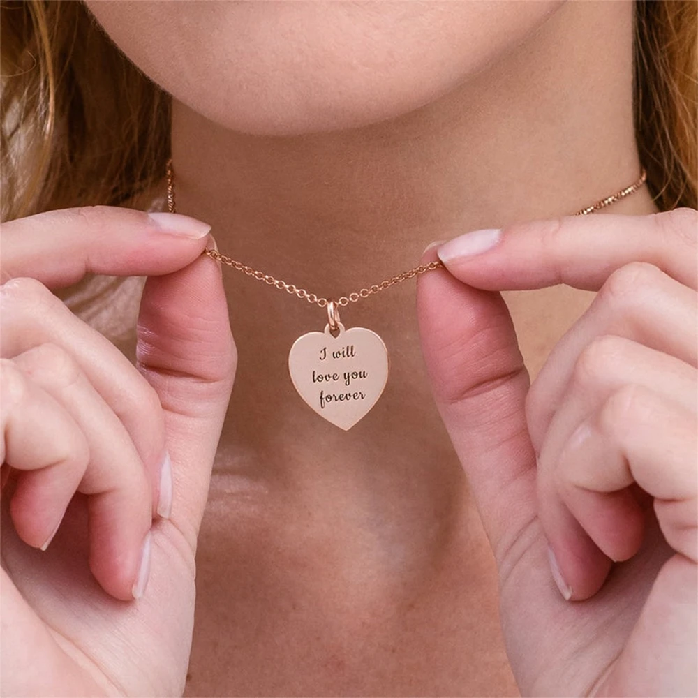 

Custom Engraved Gold Women's Heart Pendant Necklace Personalized Valentines Day Jewelry Gift for Her Friend Daughter Mom Ideas