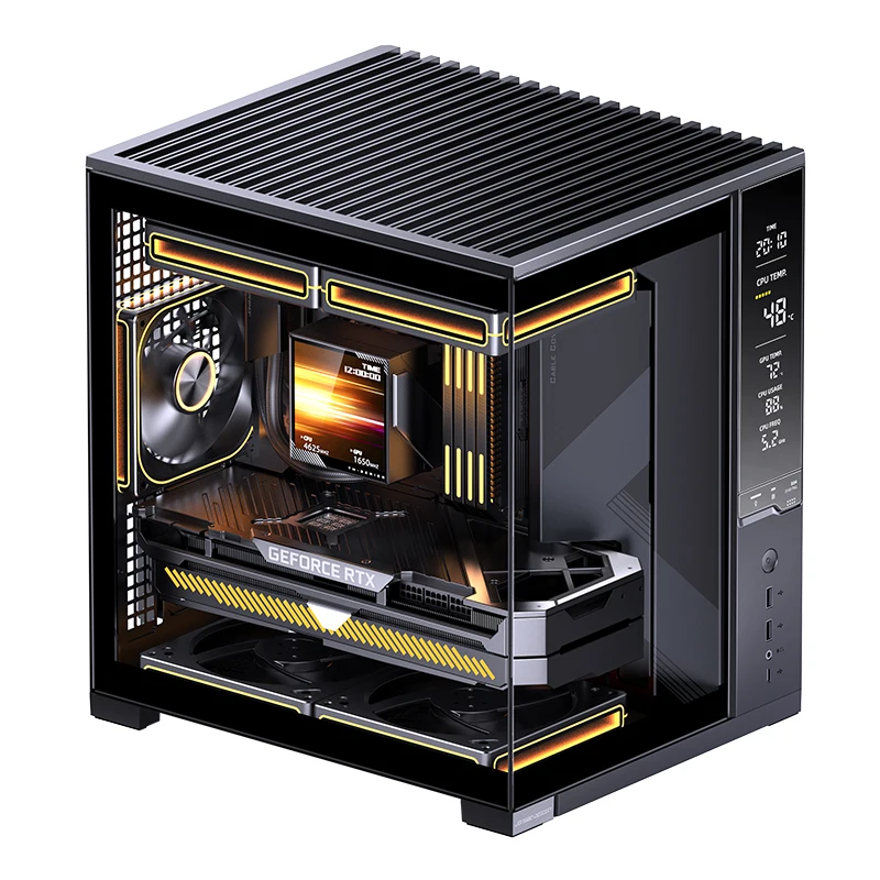 JONSBO D34 Compact Sea View Case Micro ATX PC Chassis Front Hardware Monitor Screen Support BTF Mainboard 240 Water Cooling