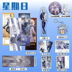 16PCS Honkai: Star Rail Sunday Cosplay Laser Ticket Postcard Anime Figure Acrylic Stand Model Badge Brooch Pins Accessories