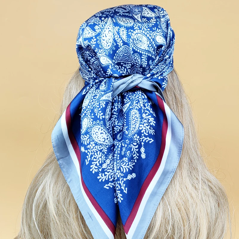 Women New Design Style Headscarf The Four Seasons Beach Scarves Luxury 70X70CM Square Kerchief 2023 Popular Sunscreen Silk Hijab