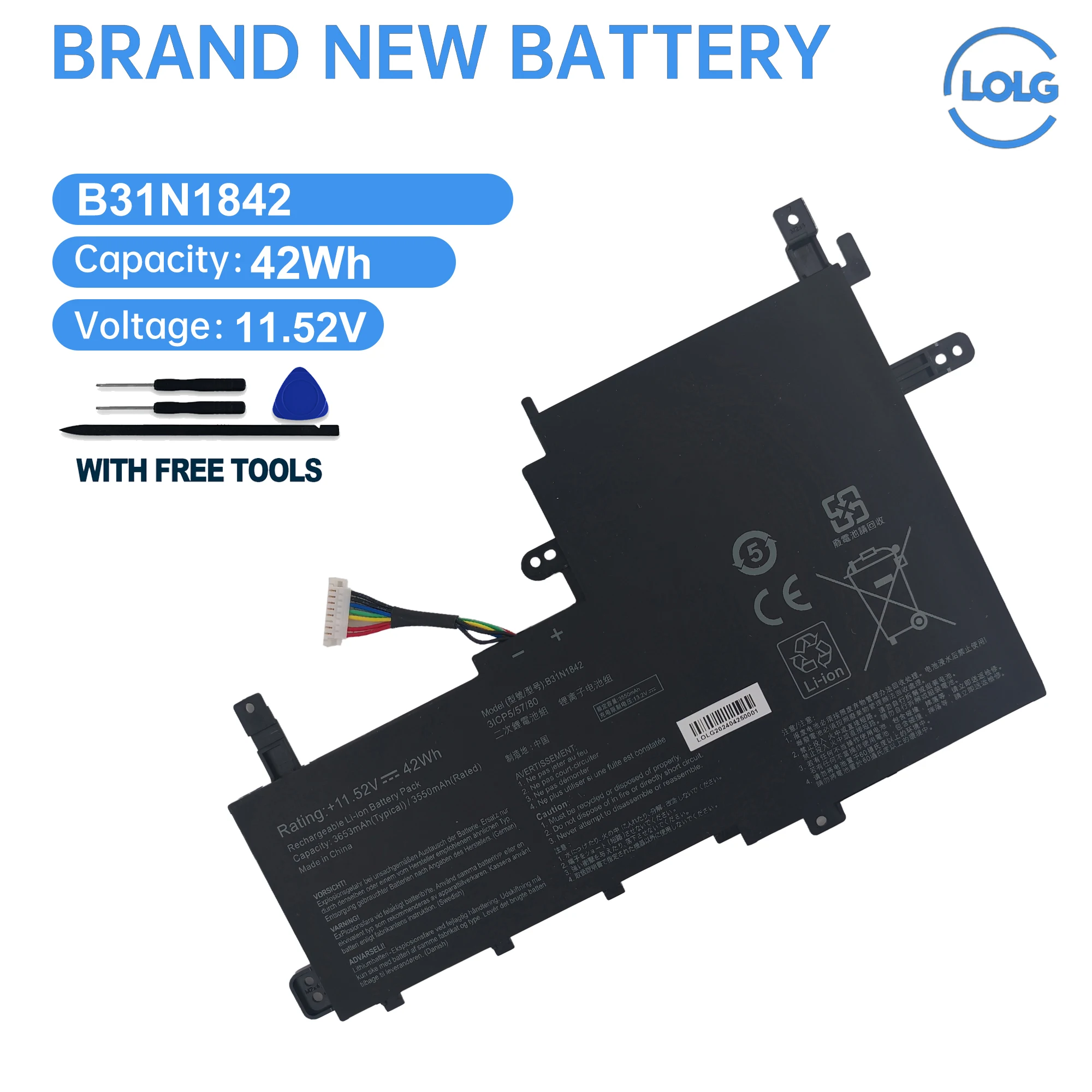 

Аккумулятор LOLG B31N1842 для ASUS VivoBook 15 F513EA K513E KM513UA M513IA S513EA S531F S533UA X513EA X531FA X531FL