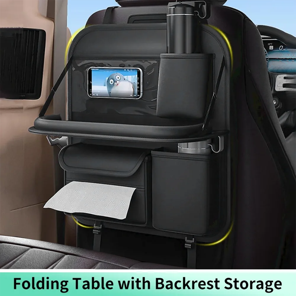 Organizador de Banco de Carro, Bolsa de Armazenamento para o Banco Traseiro com Mesa Dobrável, Suporte para Tablet e Caixa de Lenços para Peugeot/Genesis/Opel