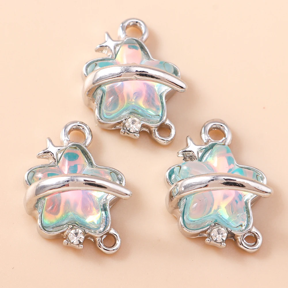 Leslie 5 Stück Y2K zierlicher Kristall Galaxy Planet Star Charms Anhänger für Ins Halskette Armband Schmuckherstellung DIY Basteln – Detail 9