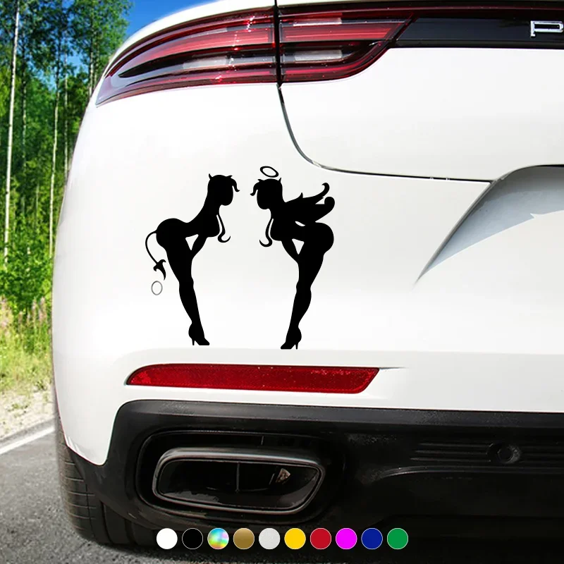 2PCS Angel & Devil Girl Autoaufkleber, stilvoller Autoaufkleber für die Außenpersonalisierung im Auto