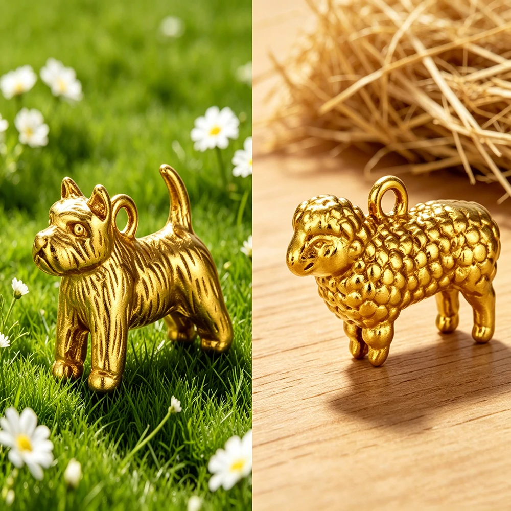 10Pcs Small Sheep 3D Dog Charm Gold Plated Stainless Steel Aniaml Pendant DIY Necklace Earring Women Gift Jewelry Making view 5