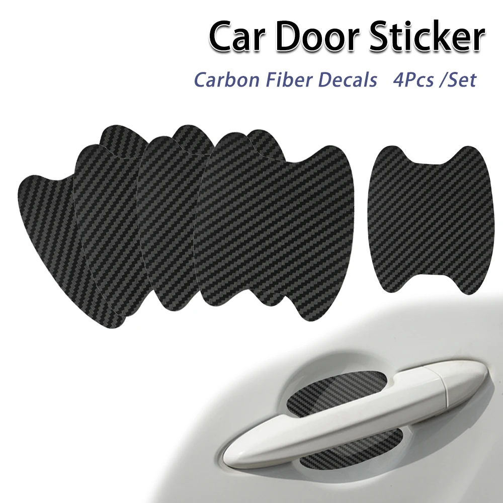 

Car Door Stickers Handle Scratches Resistant Cover Carbon Fiber Decals Protector Exterior Autos Trim 4Pcs Set