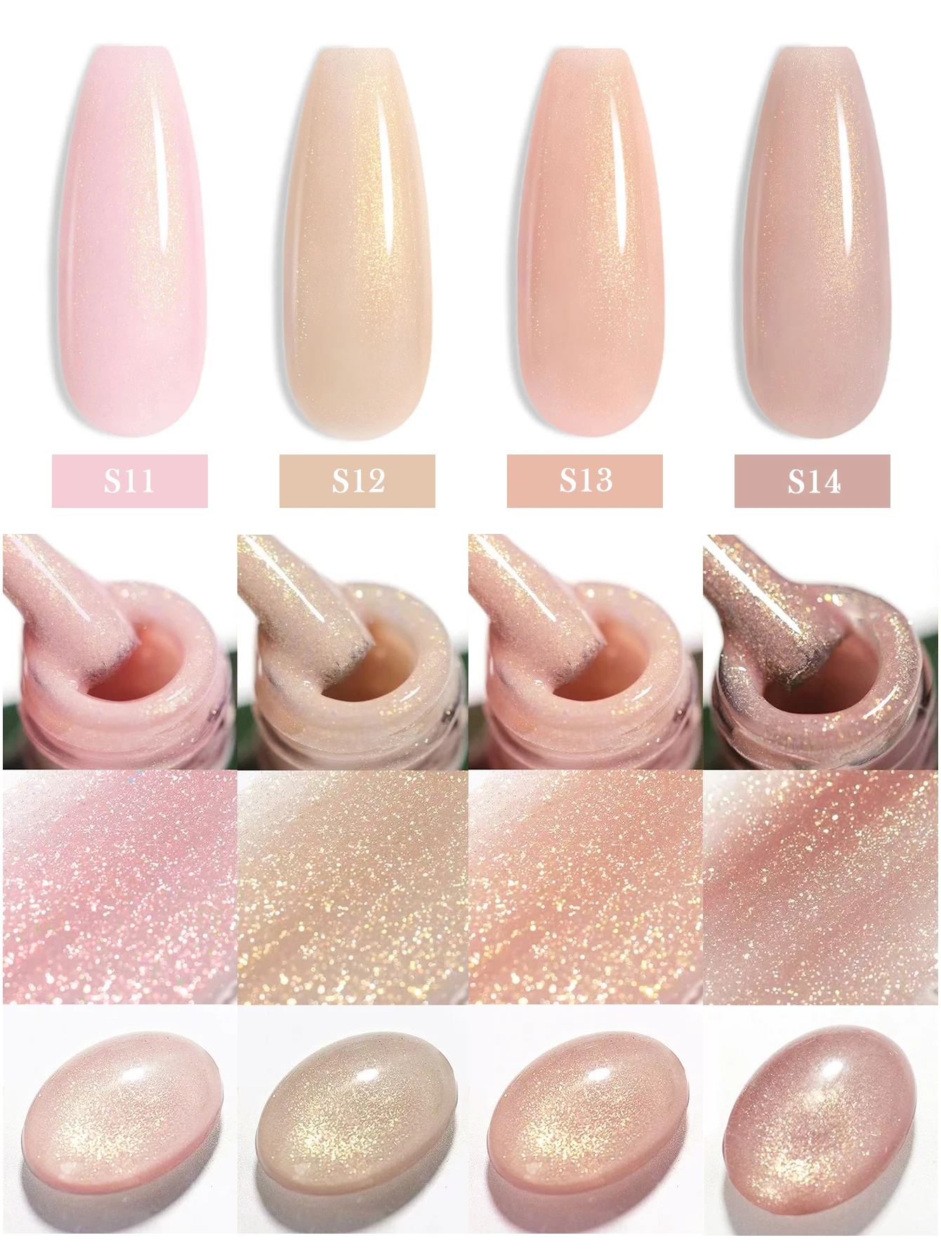 4PCS Nude Glitter Gel Nail Polish Set Soak Off UV LED Nail Varnish Transparent Shimmer Gel DIY Manicure Salon Nail Art Supplies