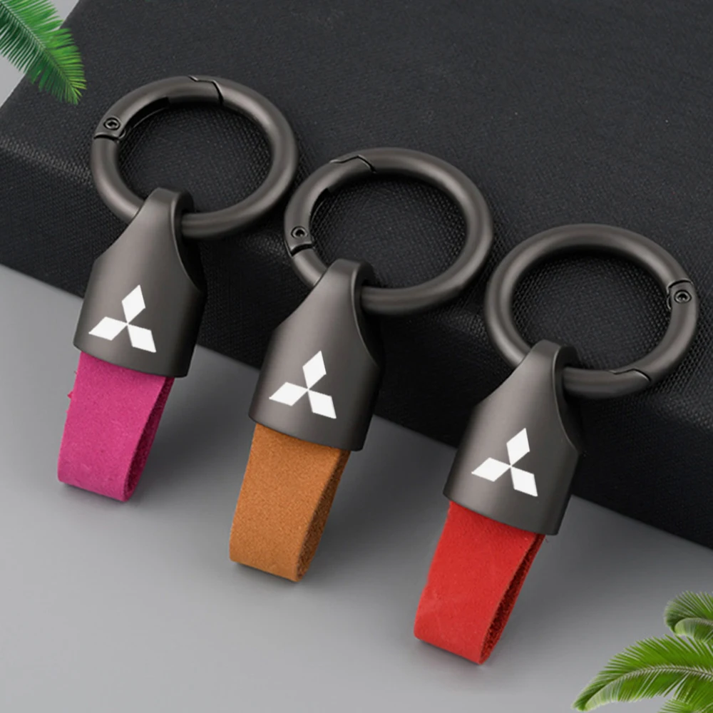 Cowhide Leather Keychain Waist Belt Buckle Carabiner Car Pendant Key Holder Luxury High-end Gifts For Mitsubishi Lancer 9 EX etc