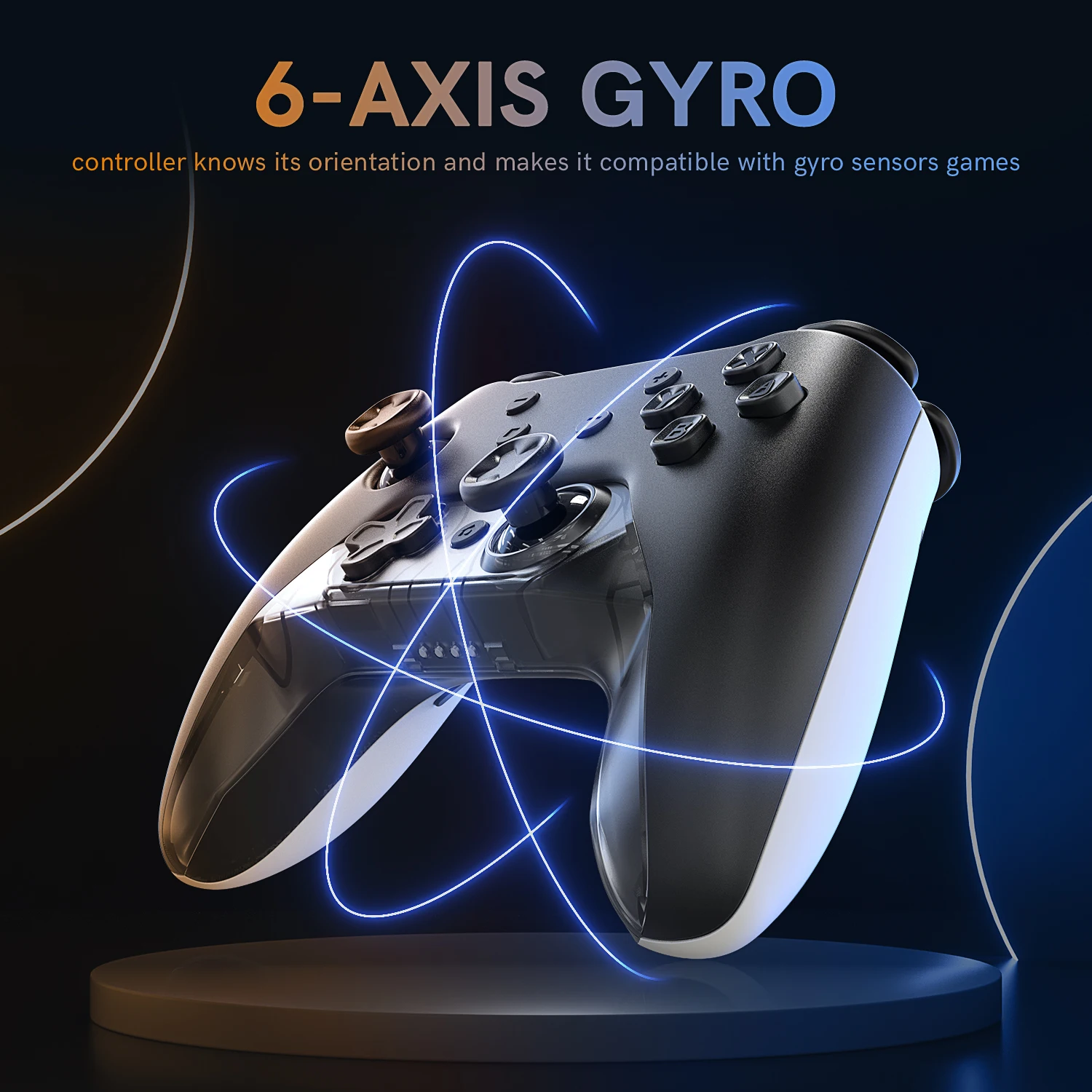 Wireless Pro Controller compatible for Switch or PC, 6 axes, Turbo, Dual, Lite, OLED, dual vibration, LED light