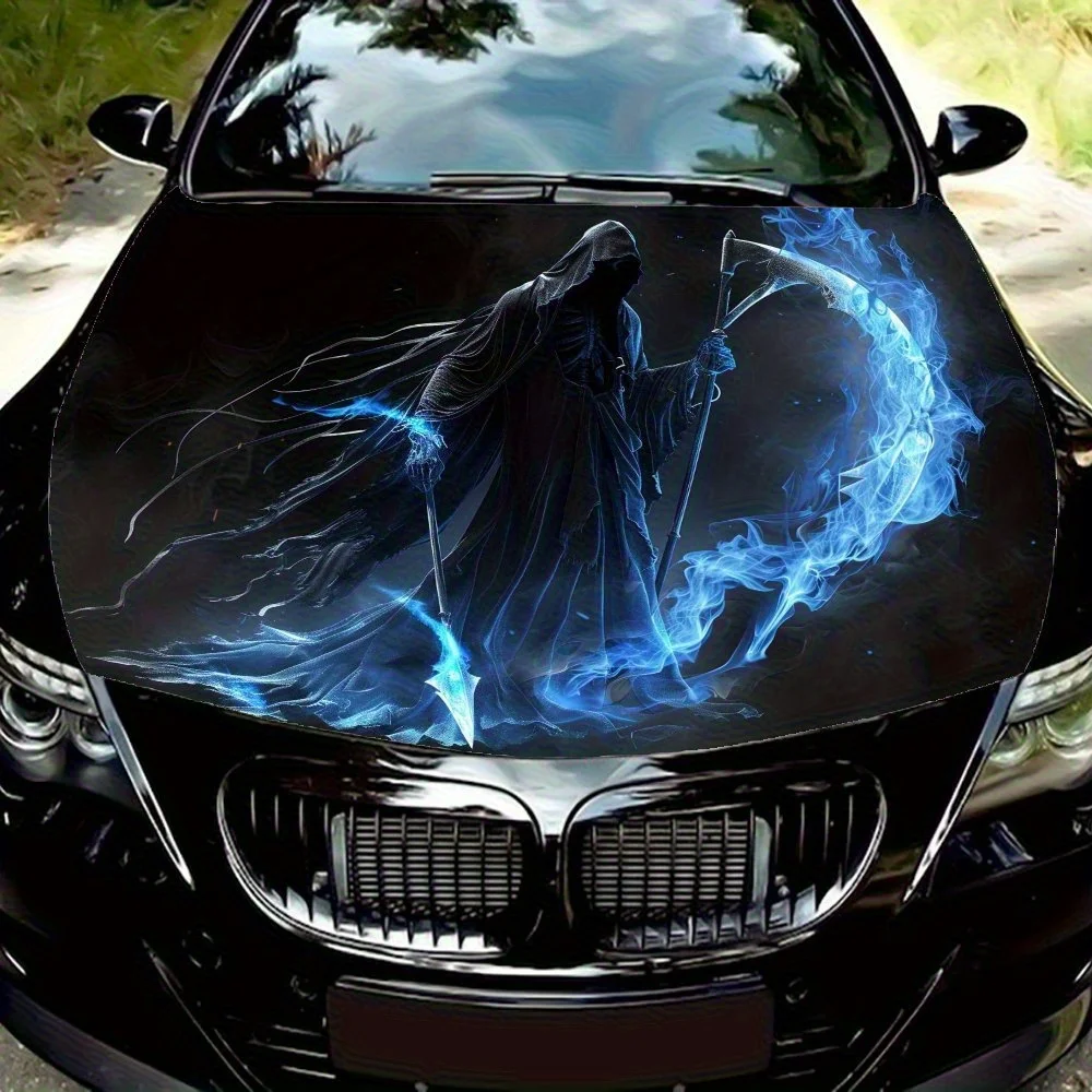 

Blue Infernal Ghost God Car Hood Wrap Color Vinyl Sticker Truck Graphic Bonnet Auto Accessories Decoration Decal Gift