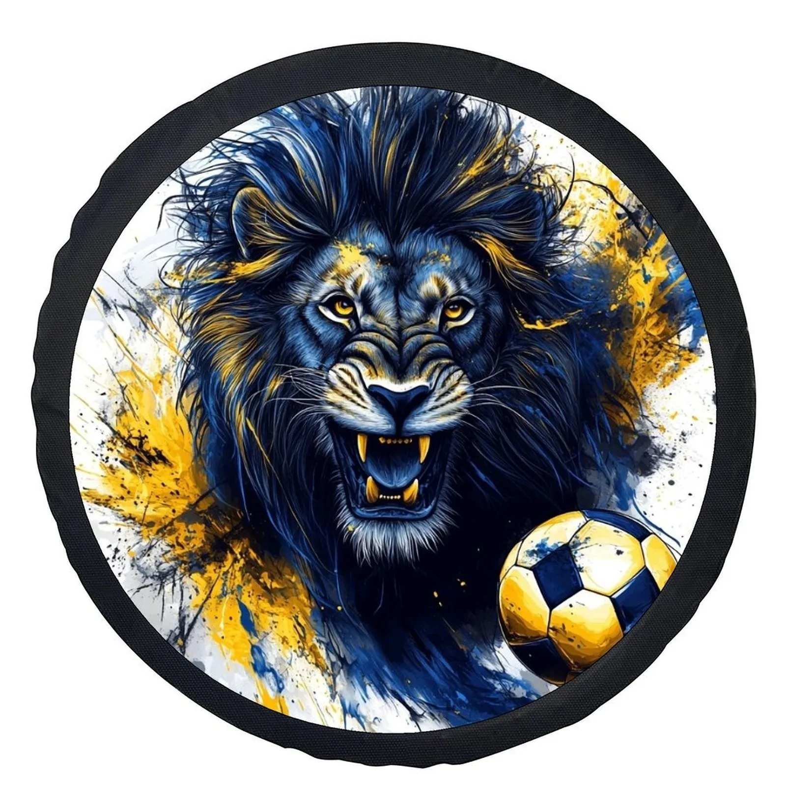 Roaring Lion Soccer Graphic Tire Cover Universal Fit Waterproof Spare Wheel Protector