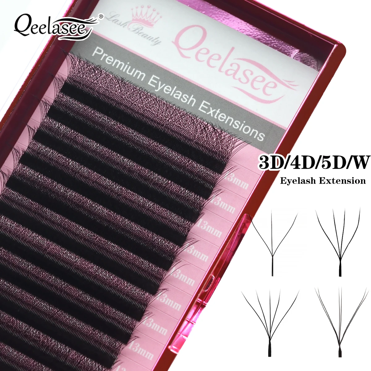 

Qeelasee W Eyelash Extension Wispy Beam Lash Automatic Flowering Premade Volume Fans 3D 4D 5D W Cilia Full Dense Natural Lash