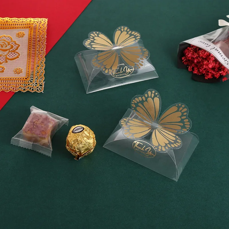 20/50/100pcs PVC Wedding Gift Box For Chocolate Candy Packaging Transparent Butterfly Gift Bags Thank You Wedding Guests