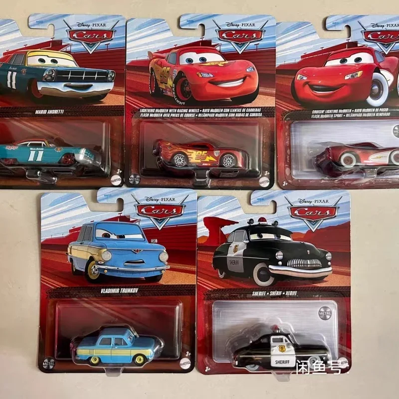 

New Disney Pixar Cars Rusteze Lightning Mcqueen Metal Sheriff 1:55 Scale Die-Cast Character Vehicles Boy Collectible Cars Toy