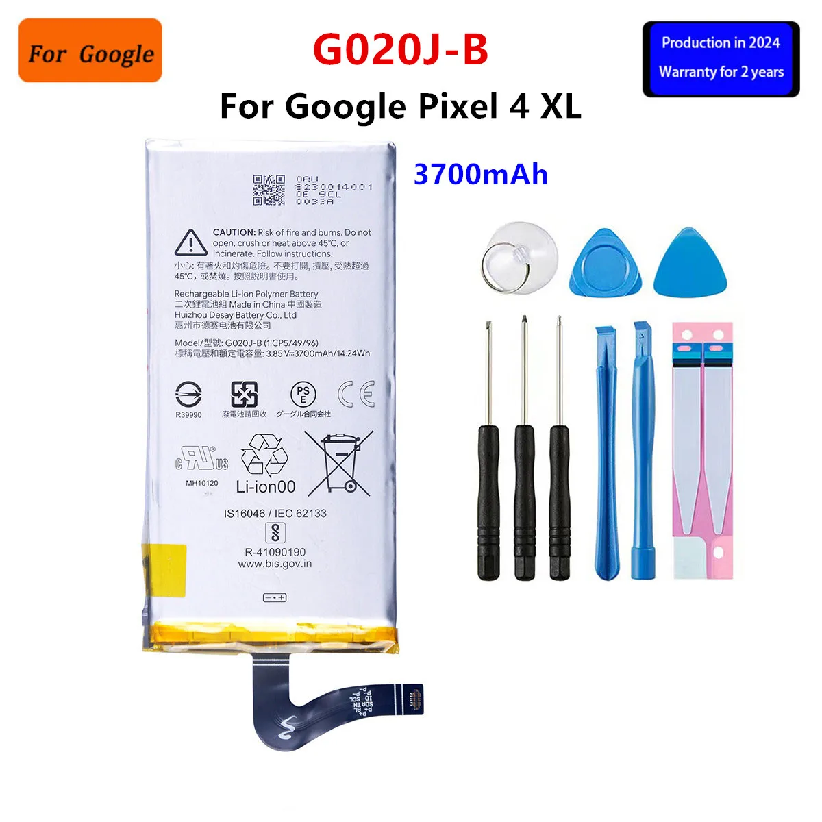 

100% Orginal G020J-B 3700mAh Replacement Battery For Google Pixel 4 XL Pixel4 XL Genuine Latest Phone Batteries+Tools