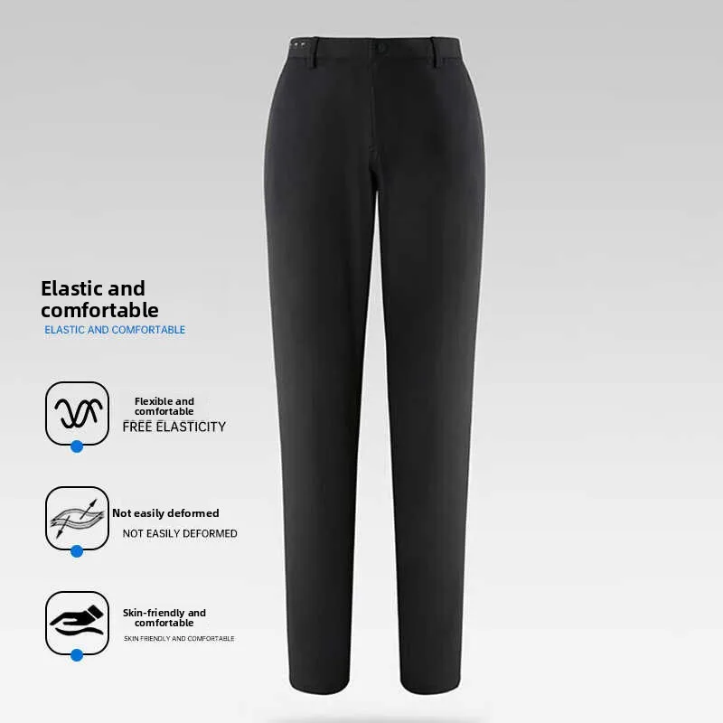 Summer New Smooth Skin-friendly Six-dimensional Elastic Comfortable Straight Casual Pants Business Casual Style Long Trousers
