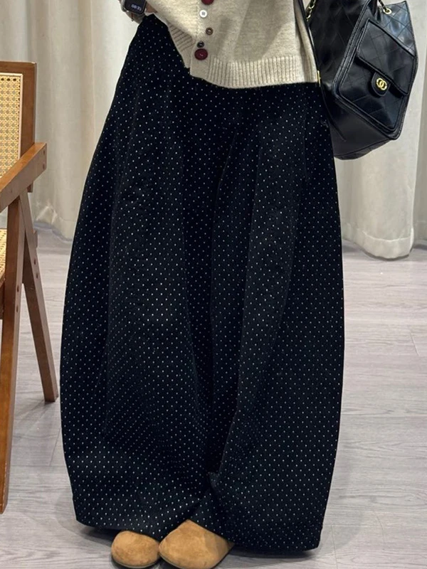 

Широкие брюки больших размеров с высокой талией, моделирующие фигуру, женские, универсальные, осенне-зимние, модные брюки больших размеров