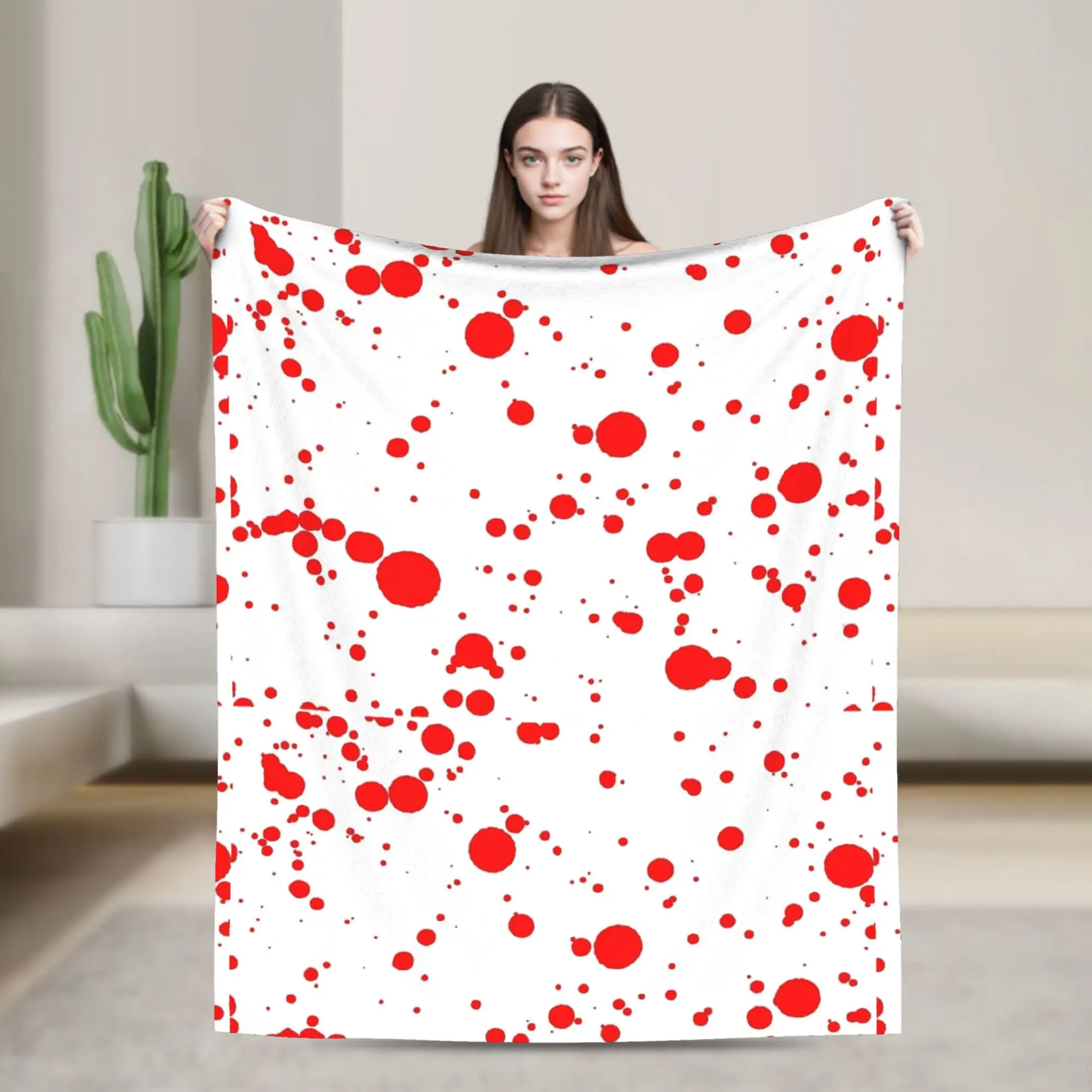 

Blood Red Splatter Blankets Flannel All Season Multi-function Ultra-Soft Throw Blankets for Bed Car Bedding Throws