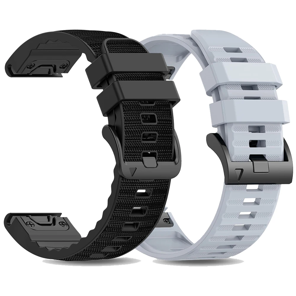 QuickFit 22mm 26mm Nylon Silicone Strap for Garmin Fenix 8 Pro E 7X 7 6X 6 5X 5/Epix Pro/Tactix 8 7/Instinct 3 2X Sport Bracelet