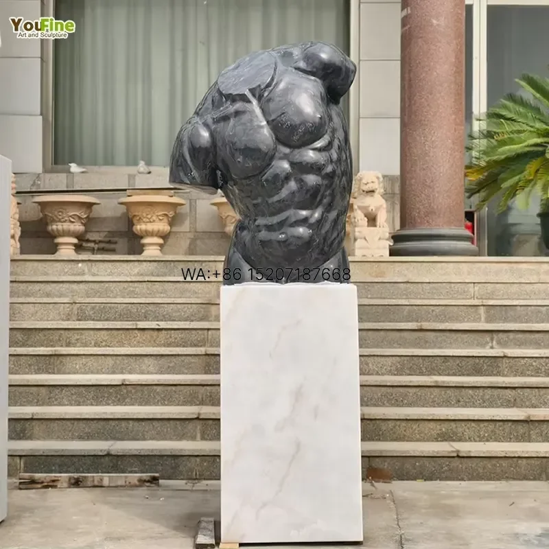 Wmwmnu for Marble Torso Sculpture Greek Classical Male Statue Natural Marble Garden Outdoor Decor Villa Estate Museum