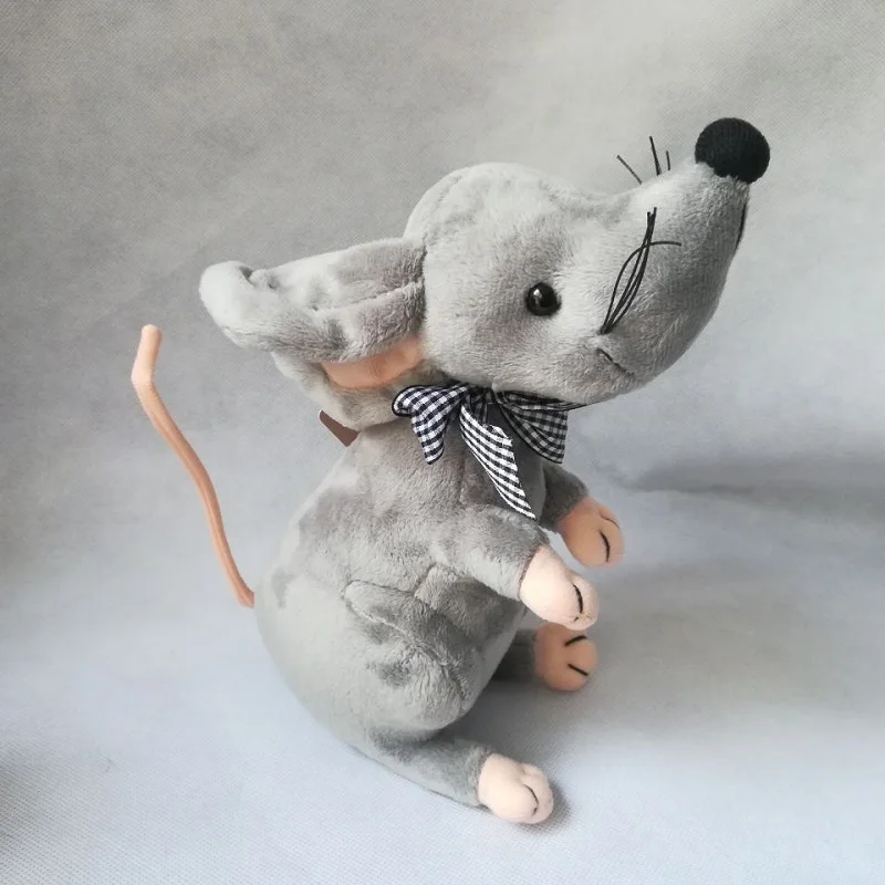 Urocza pluszowa myszka 28 cm szara szczurka miękka lalka zabawka dla dzieci śmieszny prezent B0623