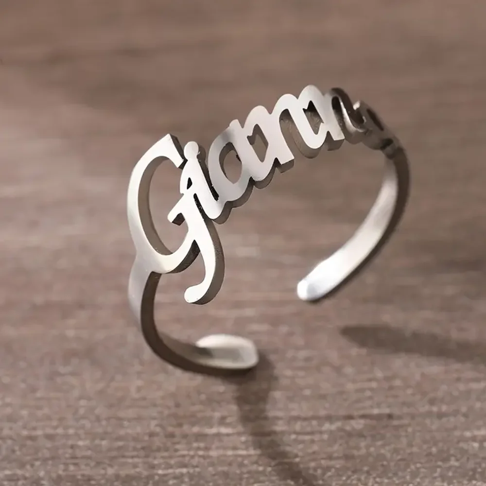 Personalized Fashion Minimalist Ring, Customized Name Stainless Steel Ring as a Gift for Your Partner