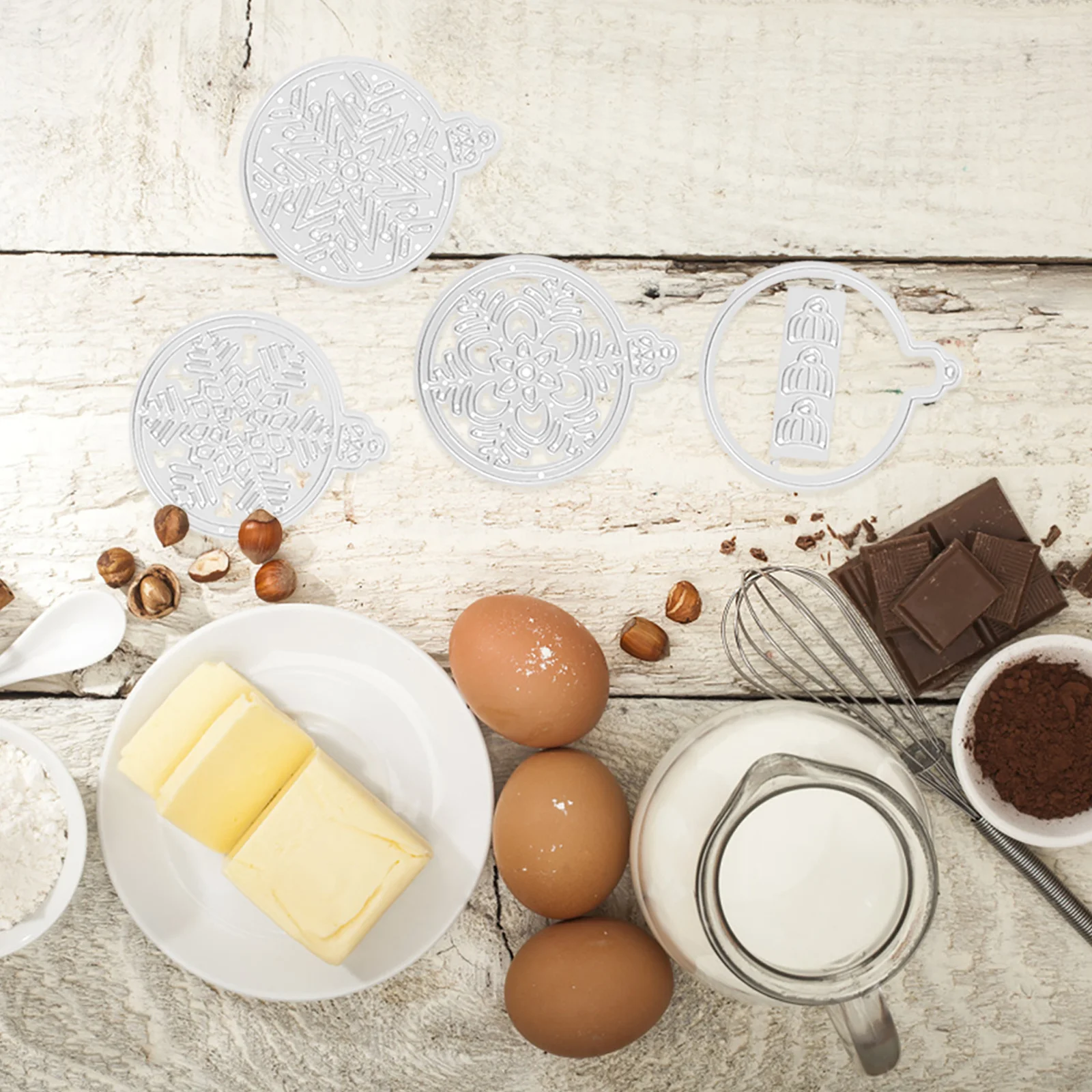 

4pcs Metal Cutting Dies Christmas Theme Round Snowflake Design Diy Craft Stencil For Scrapbooking Embossing Decorative Cutters