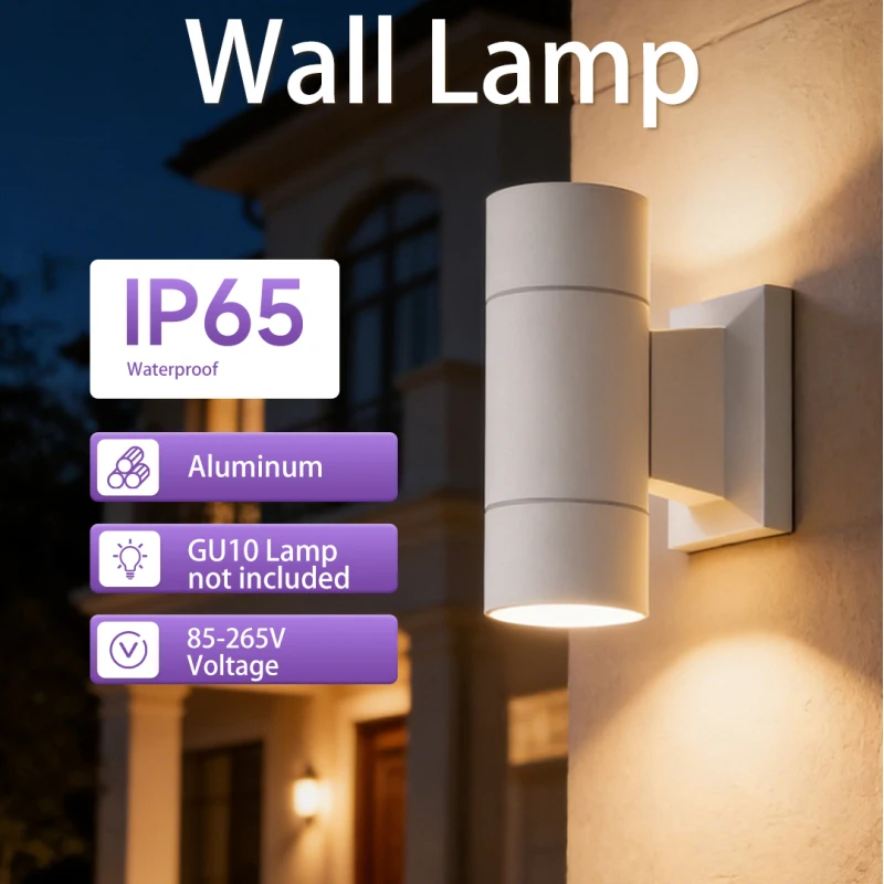 Waterproof Wall Lamp Outdoor GU10 Replaceable Bulb Wall Light 85-265V IP65 Porch Light For Garden Backyard Doorway Home Decor
