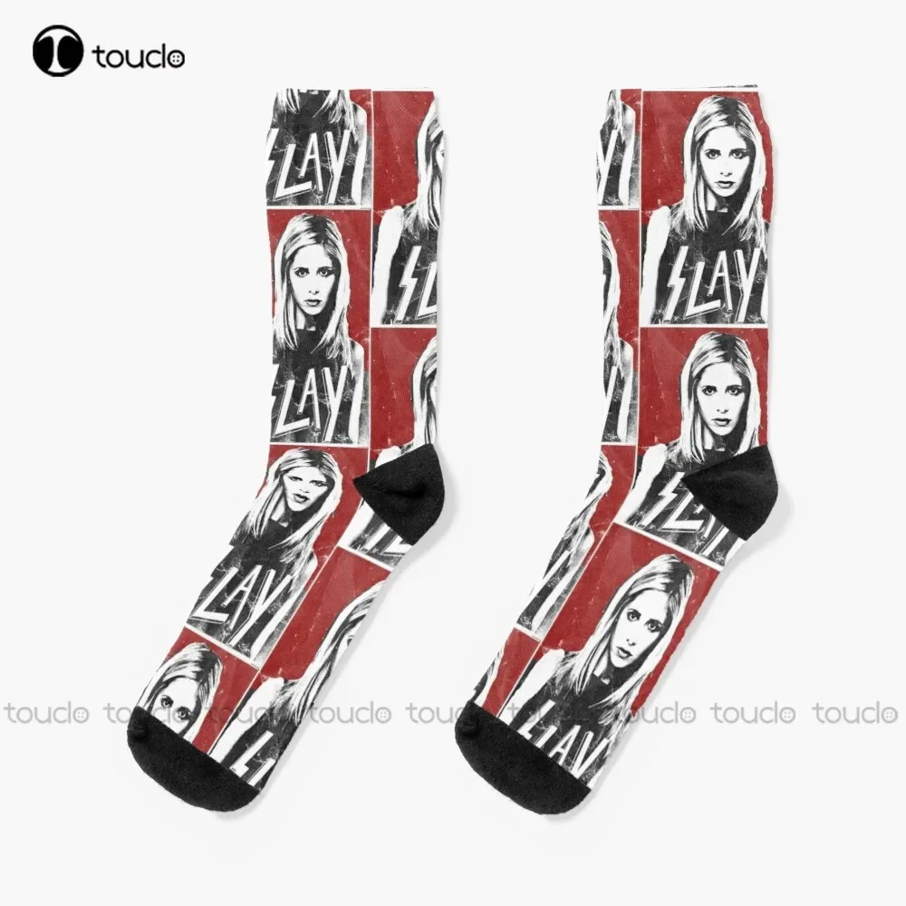 

Buffy 'Slay' Buffy The Vampire Slayer Buffy Grindhouse Socks Running Socks Christmas New Year Gift Street Skateboard Socks 1Pair