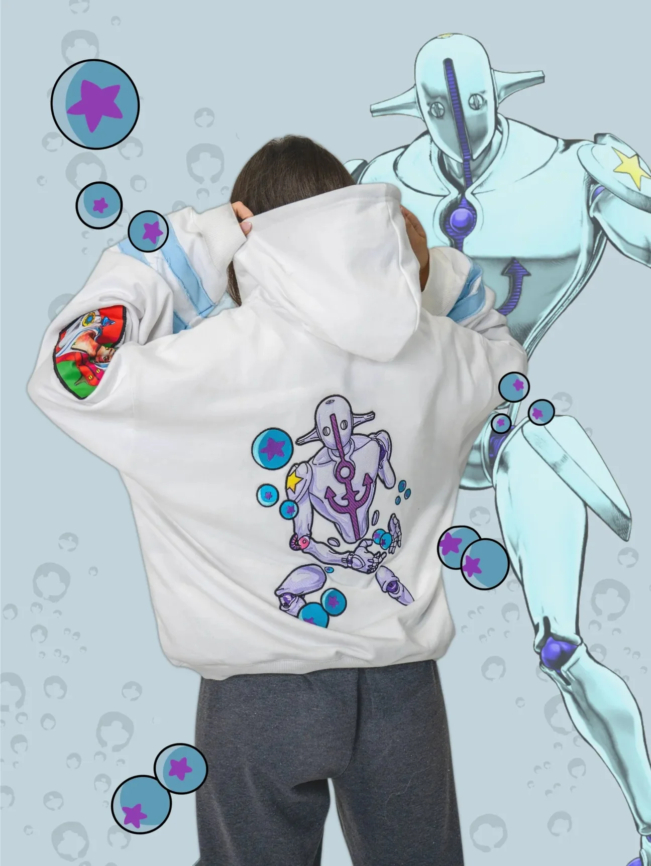 

Y2k American White Anime Embroidered Hoodie Men's Zipper Streetwear Fashion Casual Oversized Sweatshirt Women's Loose Tops