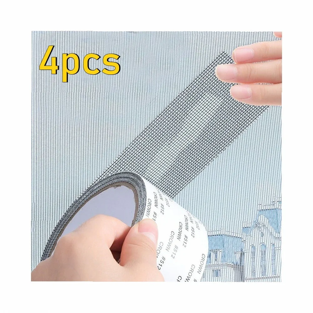 4Pcs Window Screen Repair Tape Self-Adhesive Mesh Netting Patch, Door Gap Fix Patch, Mosquito Insect Proof Screen, Tear