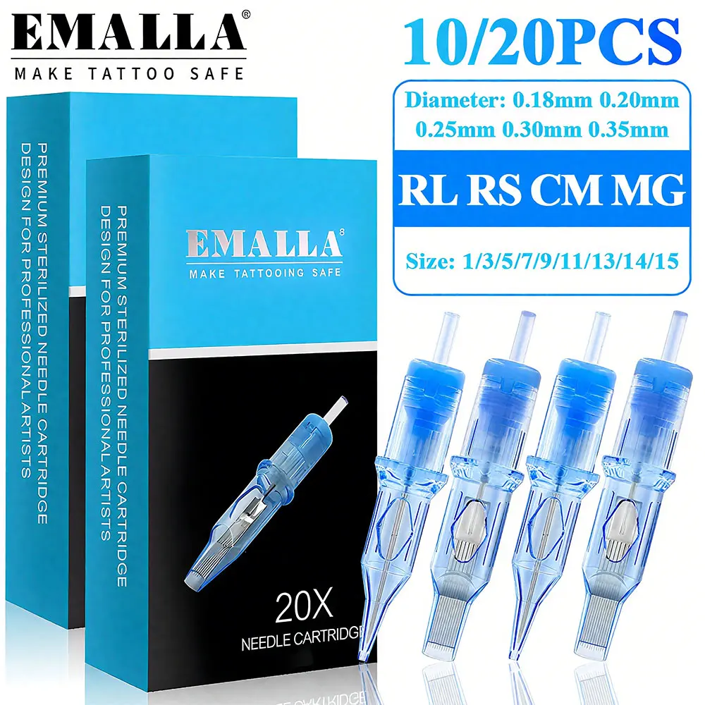 

10/20PCS EMALLA Eliot Tattoo Cartridge Needles RL RS CM MG Disposable Sterilized EMALLA Official Genuine Cartridge Needles