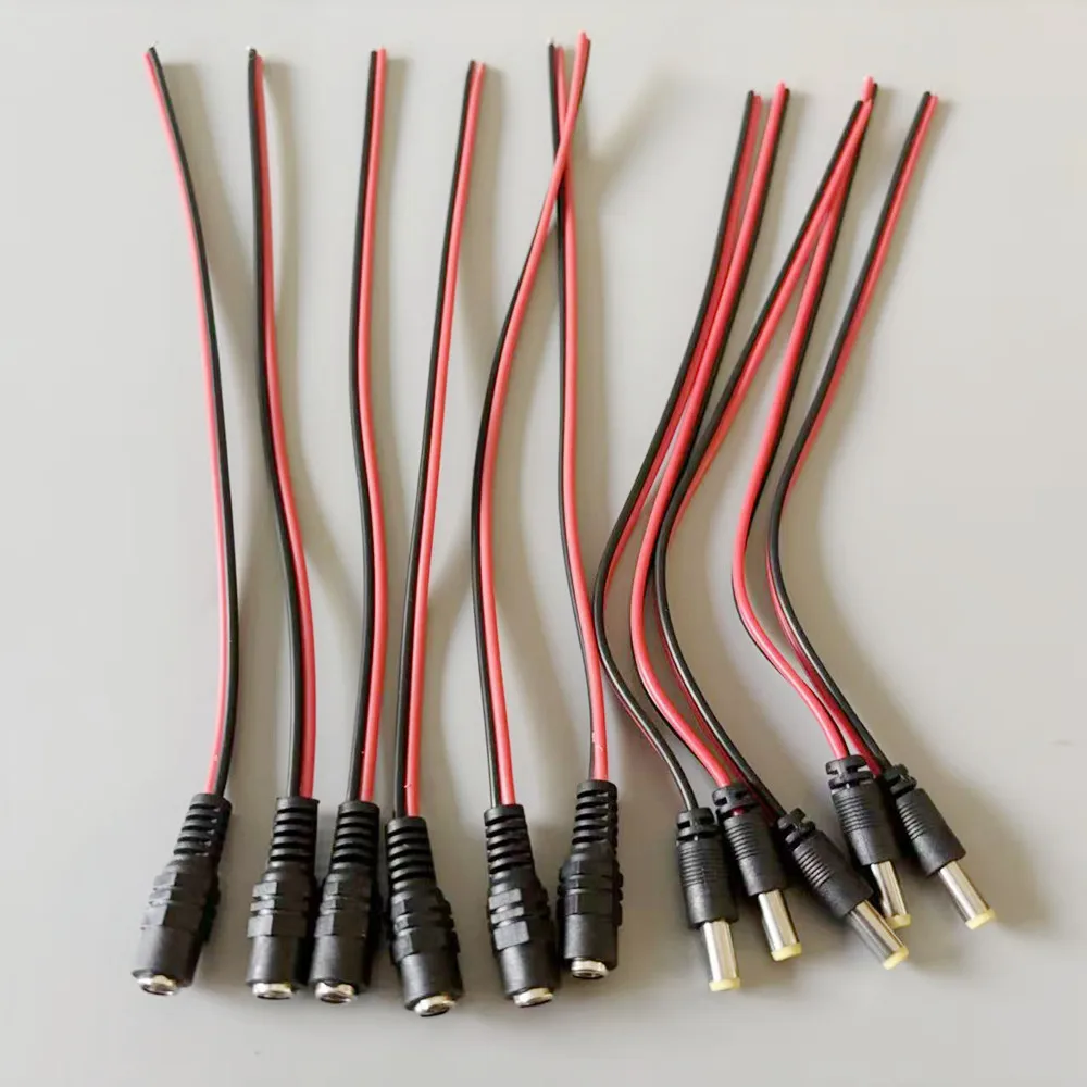 DC Power Pigtail Cable 5.5 2.1mm Female Male Plug 5V 12V Jack Connector Wire For CCTV Camera LED Strip Power Adapter