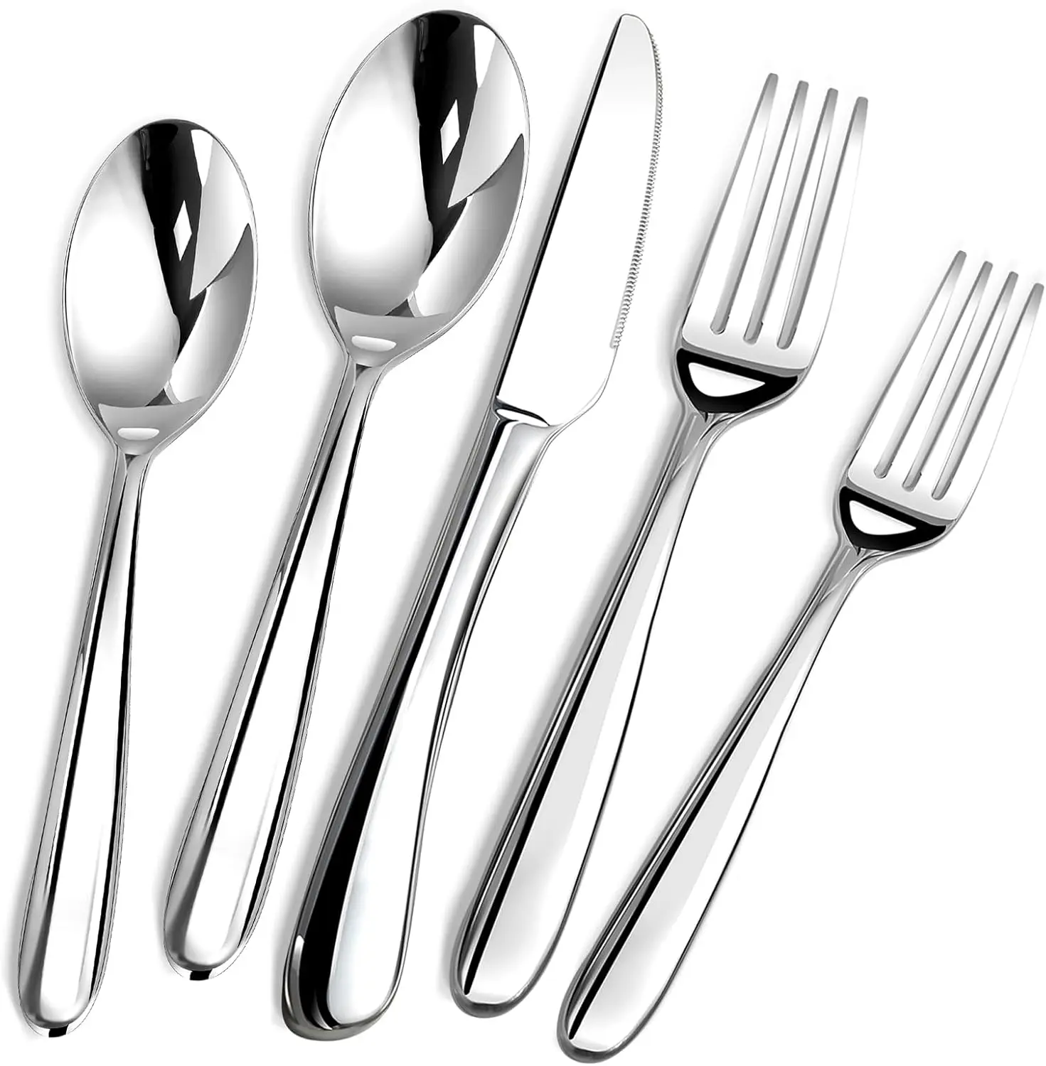 

40-Piece Stainless Steel Silverware Set for 8, Heavy Duty Flatware with Steak Knives, Dishwasher Safe, Wedding Gift