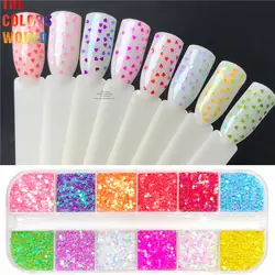 TCT-834 1MM Small Size Heart Nail Glitter Sequin Sweet Love Shape Sparkle Nail Glitter Flakes Valentines Wedding Design Manicure