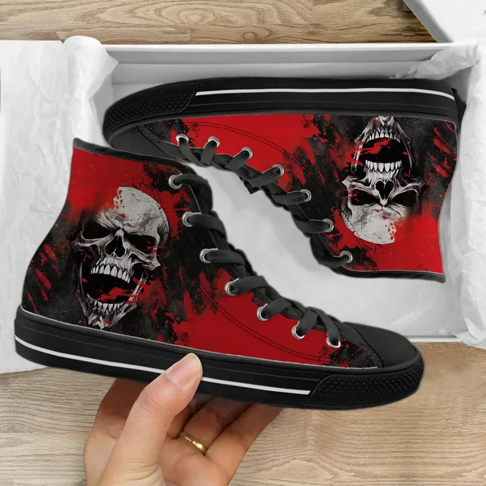 

Crazy Skeleton Red Custom High top Canvas Shoes Men Spring Autumn Comfort Vulcanized Sneakers Casual Walking Footwear