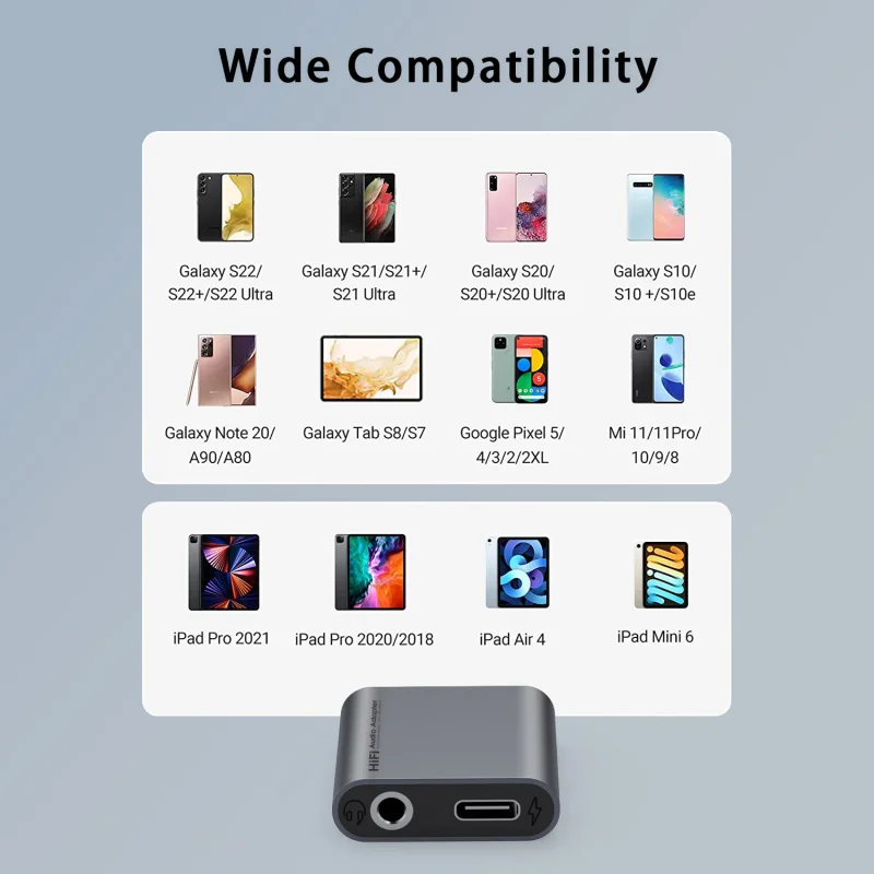 อะแดปเตอร์แจ็ค Type C เป็น3.5มม. USB พร้อมสายสัญญาณเสียง OTG HIFI 60W PD USB-C ตัวแปลงต่อหูฟัง3.5มม.