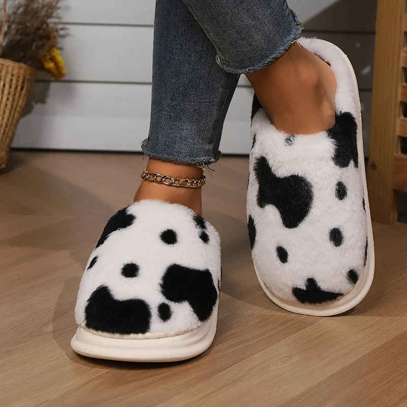 Winter Home Fur Slippers Women 2024 Comfort Soft Sole Couple Plush Slippers Woman Faux Fur Keep Warm Cotton-Padded Shoes Slides