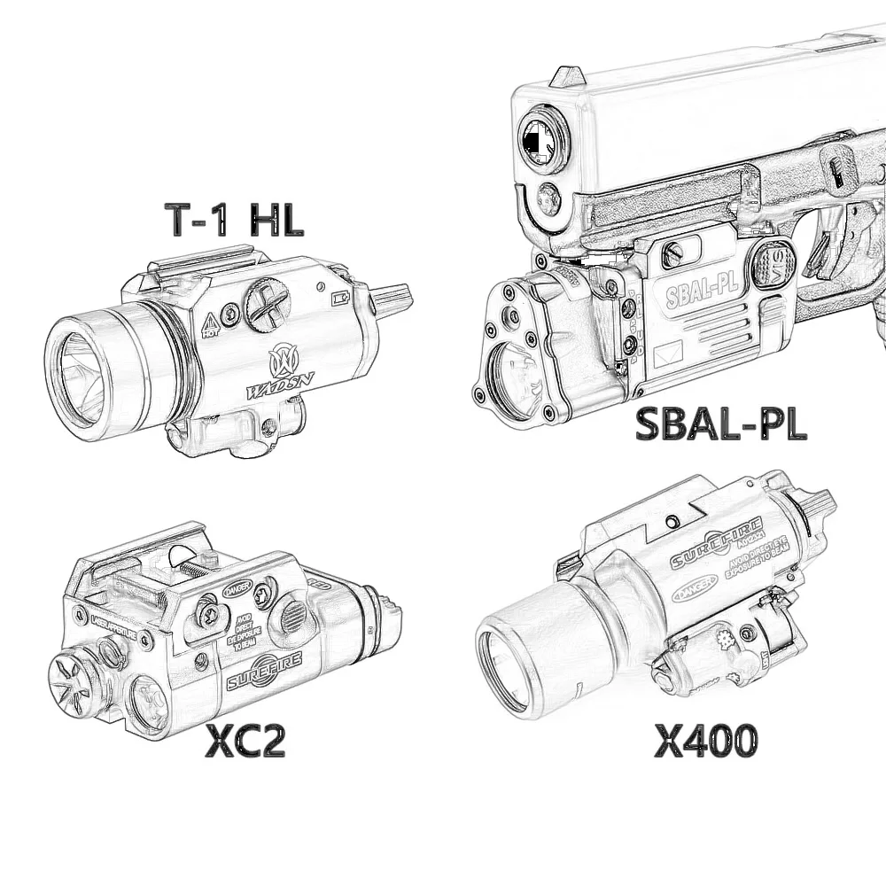 Tactical Surefir SF X300 X400 XC2 SBAL T-1 HL Pistol X300V Scout Light Weapon Gun Light Lanterna Rifle Strobe Flashlight Hunting